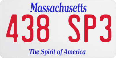 MA license plate 438SP3