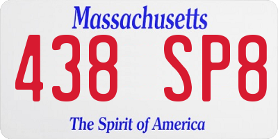 MA license plate 438SP8