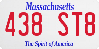 MA license plate 438ST8