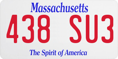 MA license plate 438SU3