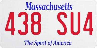 MA license plate 438SU4