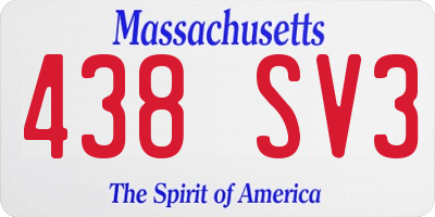 MA license plate 438SV3