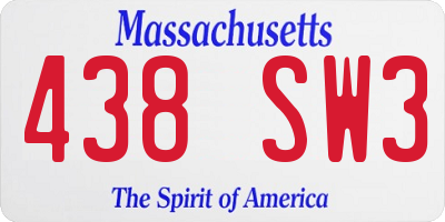 MA license plate 438SW3