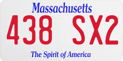 MA license plate 438SX2