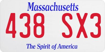 MA license plate 438SX3