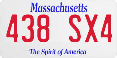 MA license plate 438SX4