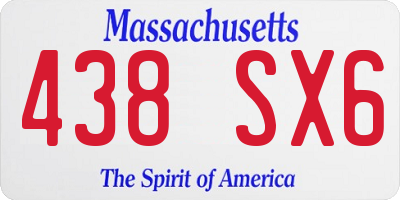 MA license plate 438SX6