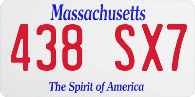MA license plate 438SX7