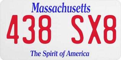 MA license plate 438SX8