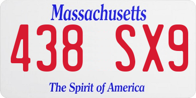 MA license plate 438SX9