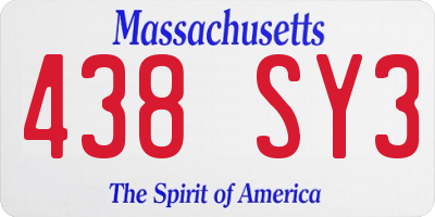 MA license plate 438SY3
