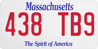 MA license plate 438TB9