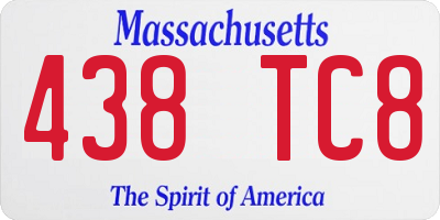 MA license plate 438TC8
