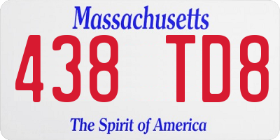 MA license plate 438TD8