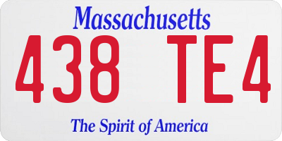 MA license plate 438TE4