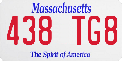 MA license plate 438TG8