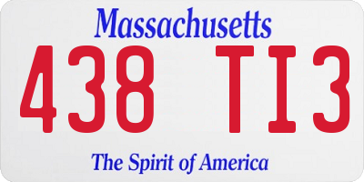 MA license plate 438TI3