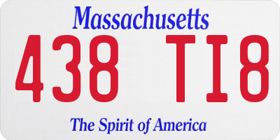 MA license plate 438TI8