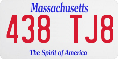 MA license plate 438TJ8
