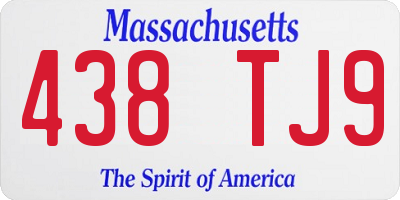 MA license plate 438TJ9