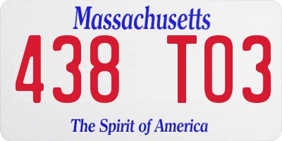 MA license plate 438TO3