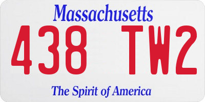 MA license plate 438TW2