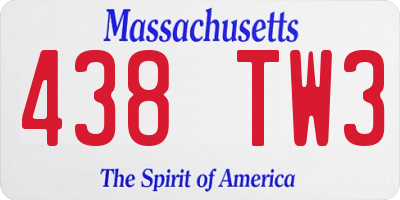 MA license plate 438TW3