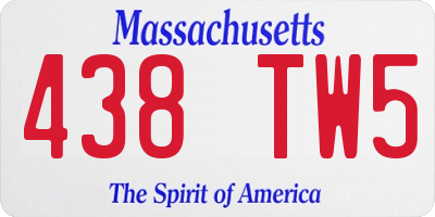 MA license plate 438TW5