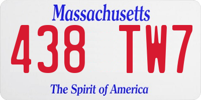 MA license plate 438TW7