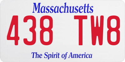 MA license plate 438TW8