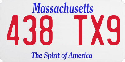 MA license plate 438TX9
