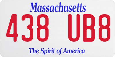 MA license plate 438UB8