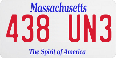 MA license plate 438UN3