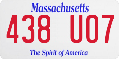 MA license plate 438UO7