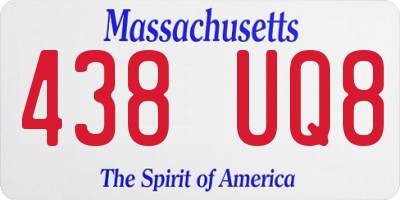 MA license plate 438UQ8