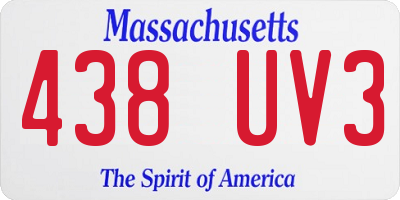 MA license plate 438UV3