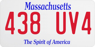 MA license plate 438UV4