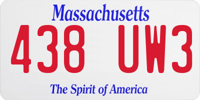 MA license plate 438UW3