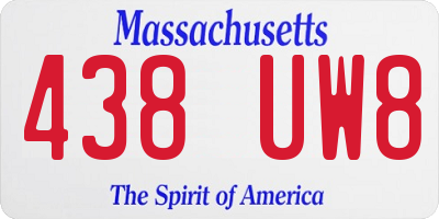 MA license plate 438UW8