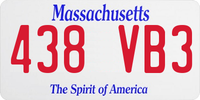 MA license plate 438VB3