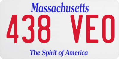 MA license plate 438VE0