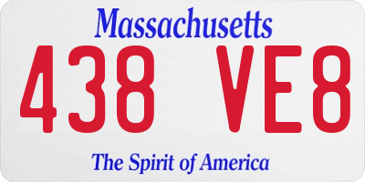 MA license plate 438VE8