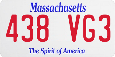 MA license plate 438VG3