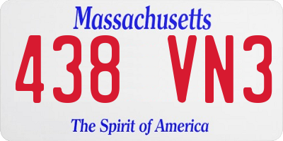 MA license plate 438VN3