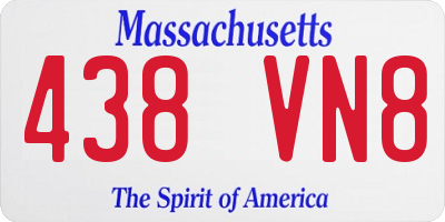 MA license plate 438VN8