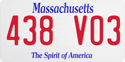 MA license plate 438VO3