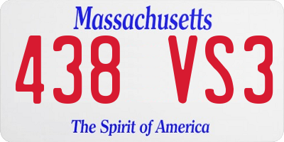 MA license plate 438VS3