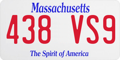 MA license plate 438VS9