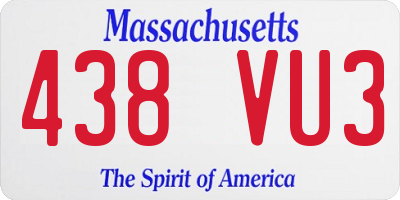 MA license plate 438VU3