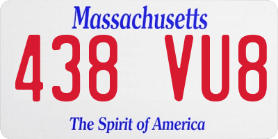 MA license plate 438VU8